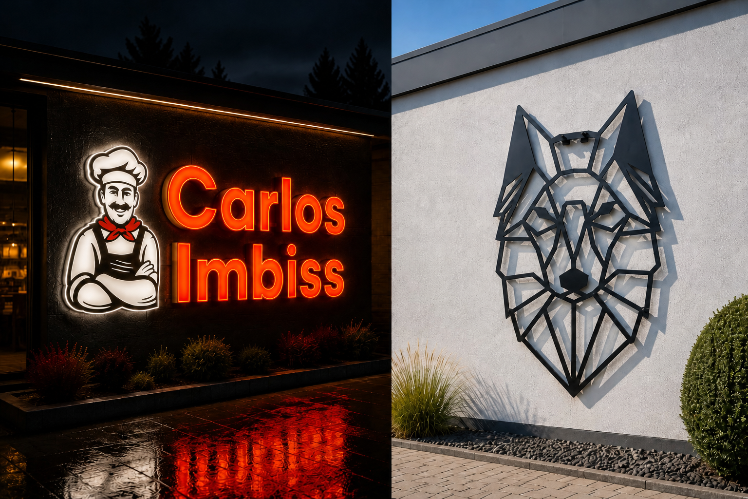 ODENWALD DESIGN – Carlos Imbiss Lichtwerbung und personalisierte Wanddekoration